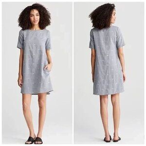 EILEEN FISHER Nomadic Stripe Bateau Shift Dress with pockets NEW NWOT